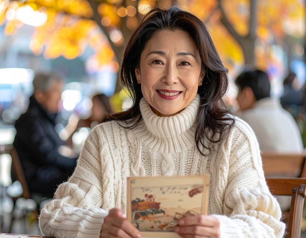 Female sitting at patio cafe waiting on date