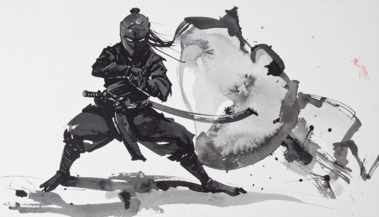 Ninja attacking pose