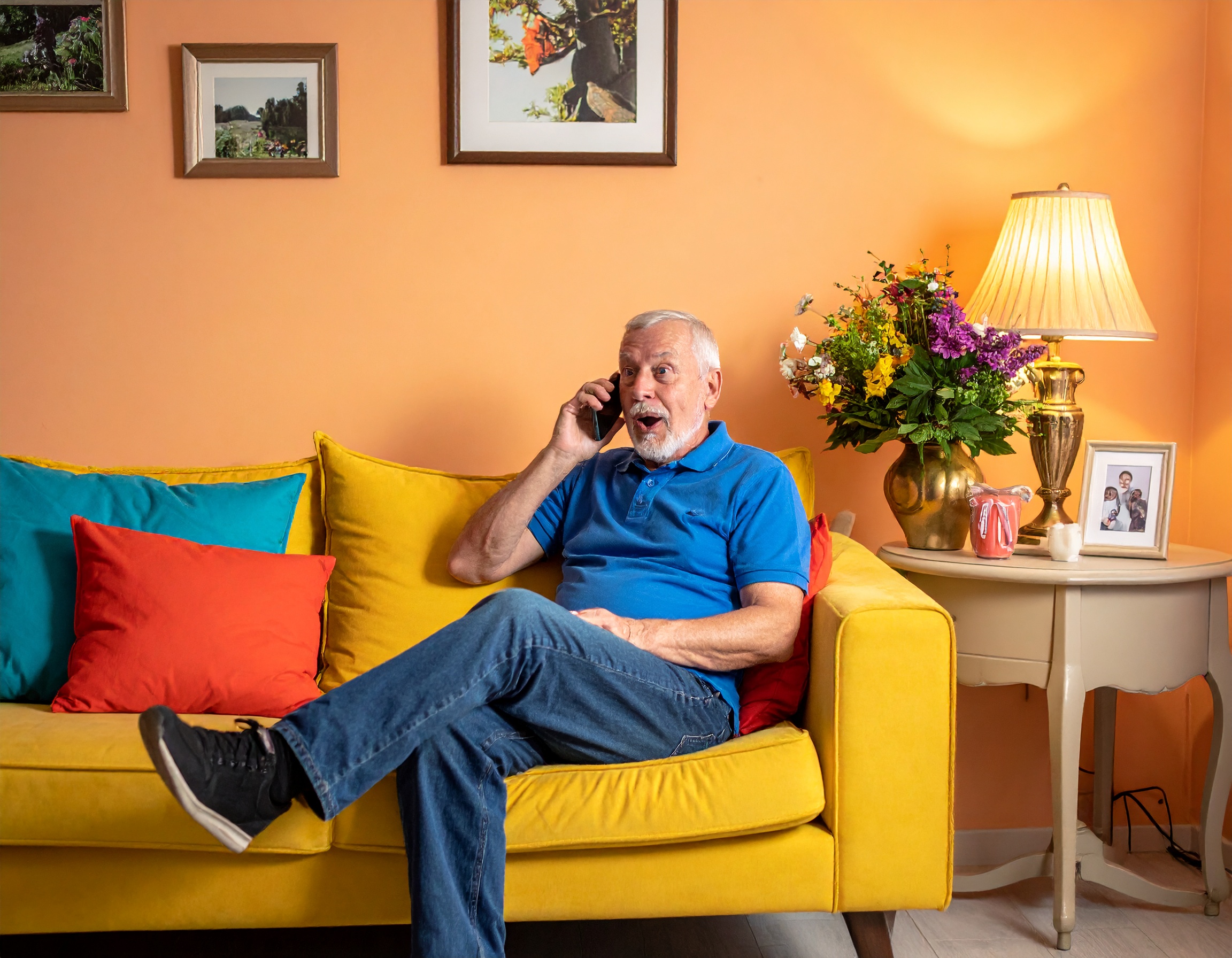 Senior sharing personal information with a complete stranger over the phone